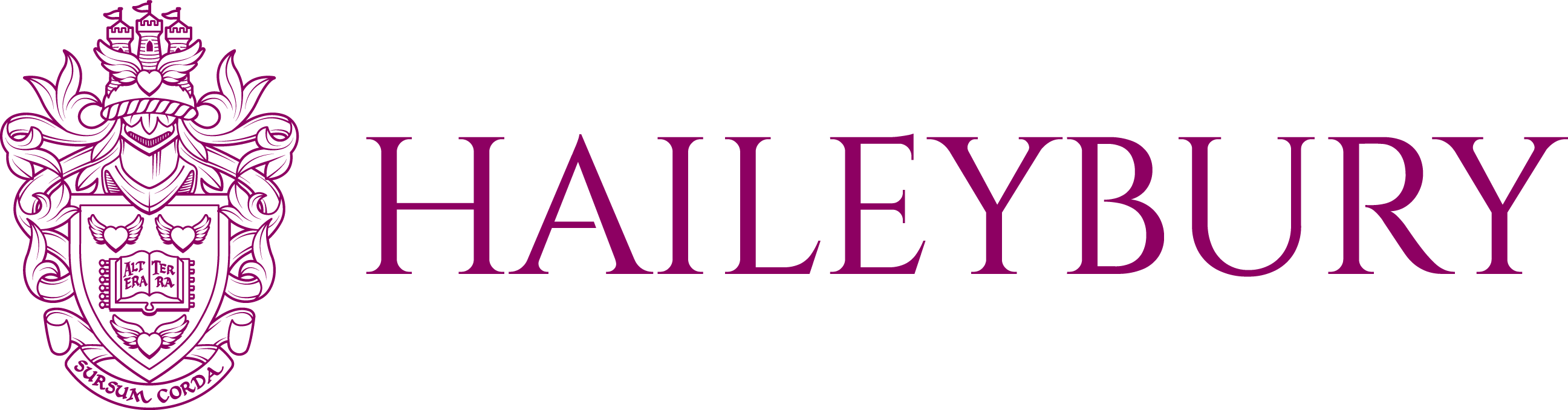 02 Haileybury WordmarkCrest Landscape Magenta